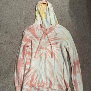 Jane and Delancey tie dye women’s hoodie yellow peach size small